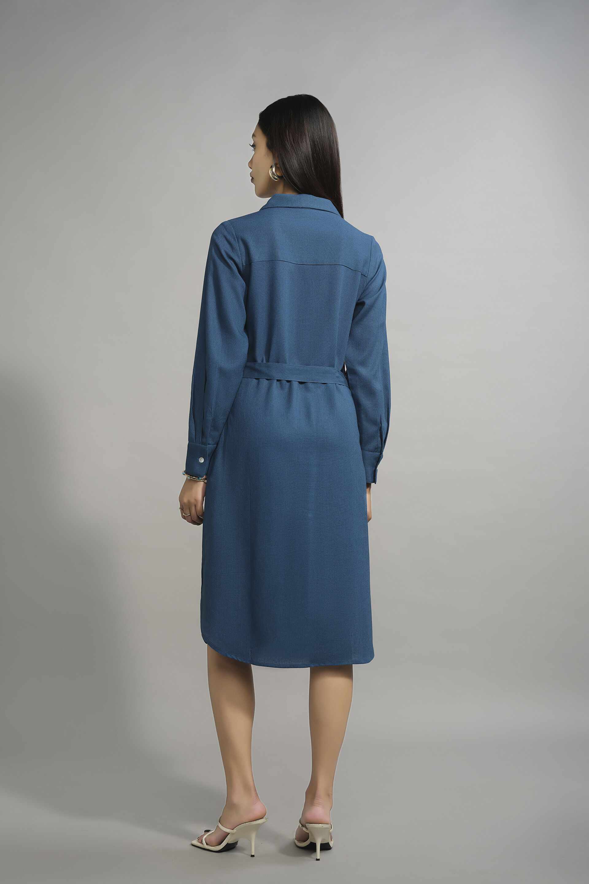 Desk To Dusk Shirt Dress, Teal, image 4